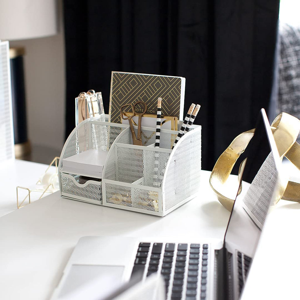Fontvieille 5 Piece Gold Desk Organizer Set with Desktop Hanging File