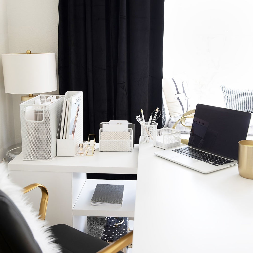 5-Piece White Desk Organizers and Accessories Set, Home Office