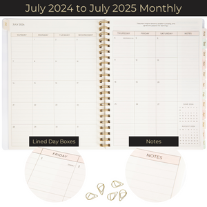 Teacher Planner 2024-2025 Academic Year - Pastel Stripes Academic Planner 2024-2025 8.5” x 11” July 24-25 Weekly Monthly Lesson Planner Calendar Spiral Bound - 215 Stickers and Bookmark