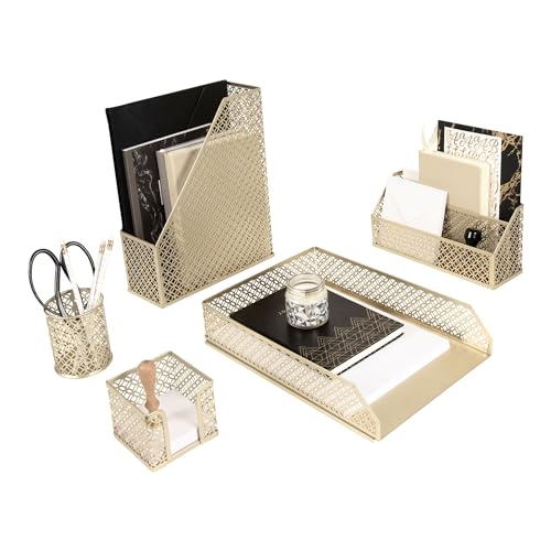 BLU MONACO 6 Piece Cute Gold Desk Organizer Set - Desk Organizers and  Accessories for Women - Cute Office Gold Desk Accessories - Desktop  Organization - Yahoo Shopping