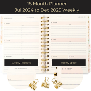 Small Planner 2024-2025 Daily Weekly Monthly Planners 2024-2025 - 6" x 9" Appointment Book for Women, Mom, Work, School Calendar Planner - 18 Month Planner 2024-2025 with 212 Stickers and Bookmark