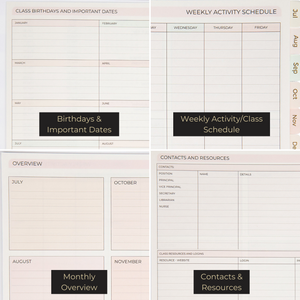 Teacher Planner 2024-2025 Academic Year - Pastel Stripes Academic Planner 2024-2025 8.5” x 11” July 24-25 Weekly Monthly Lesson Planner Calendar Spiral Bound - 215 Stickers and Bookmark