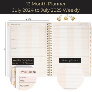 Teacher Planner 2024-2025 Academic Year - Pastel Stripes Academic Planner 2024-2025 8.5” x 11” July 24-25 Weekly Monthly Lesson Planner Calendar Spiral Bound - 215 Stickers and Bookmark